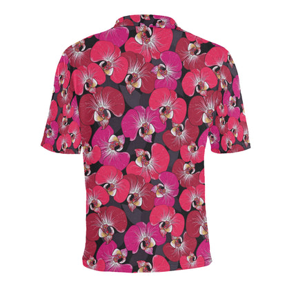 Orchid Red Pattern Print Design OR05 Men Polo Shirt