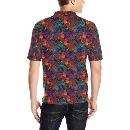 Rooster Print Style Men Polo Shirt