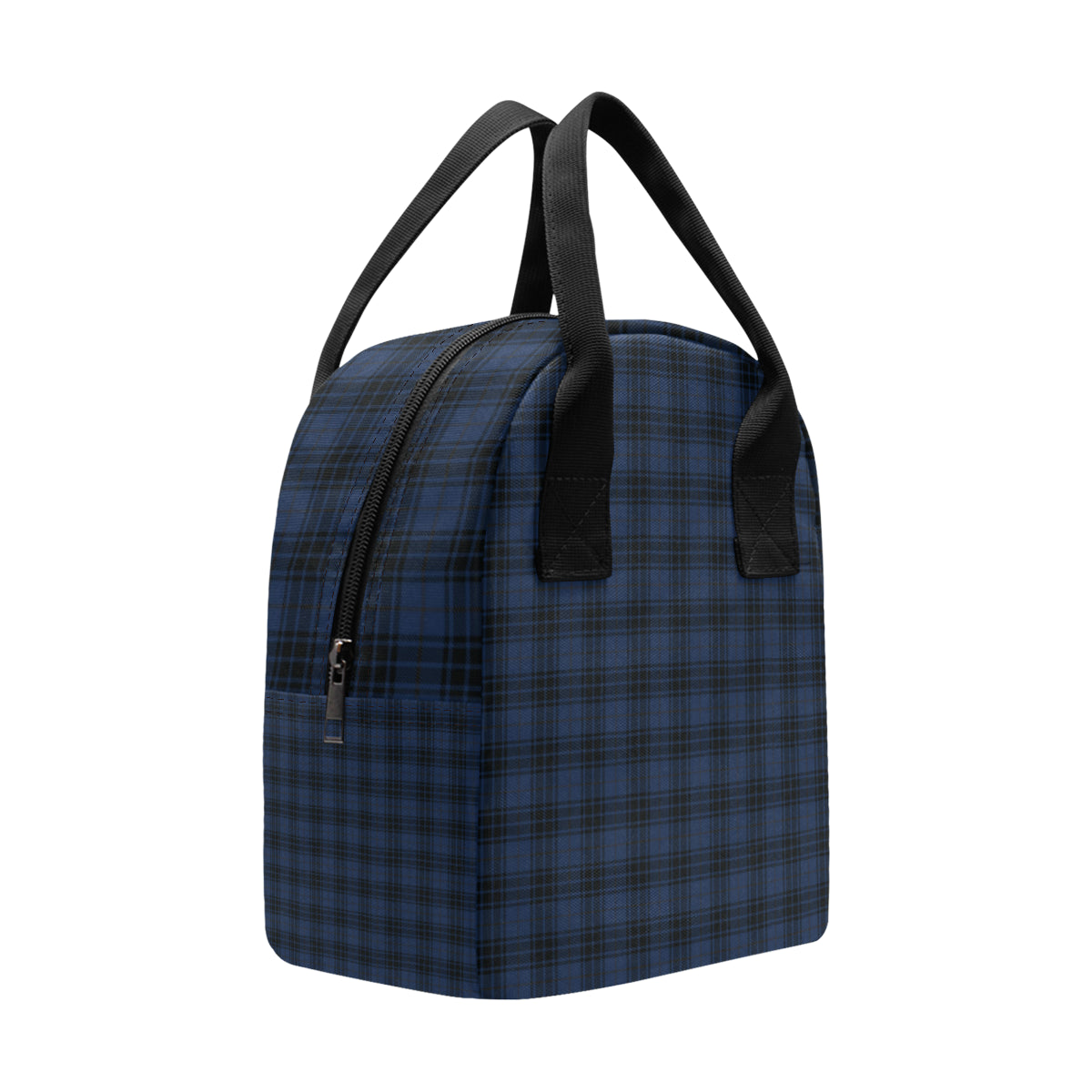 Navy Blue Tartan Plaid Pattern Insulated Lunch Bag