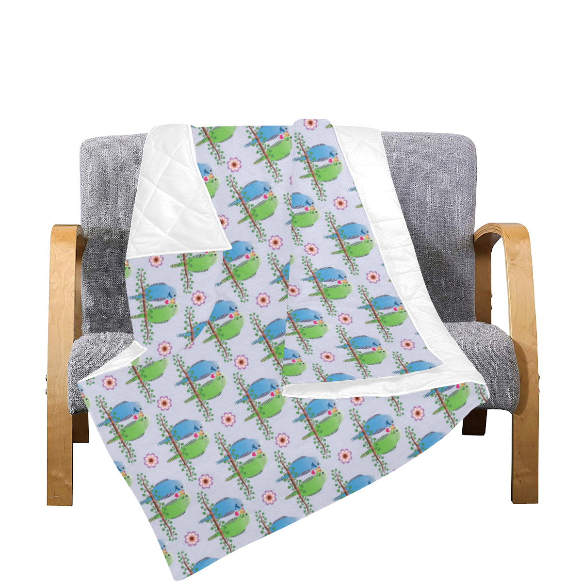 Budgerigar Pattern Print Design 05 Premium Quilt