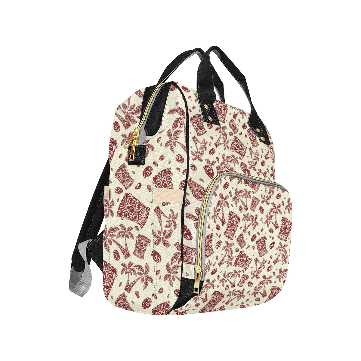 Tiki Tribal Mask Palm Tree Diaper Bag Backpack