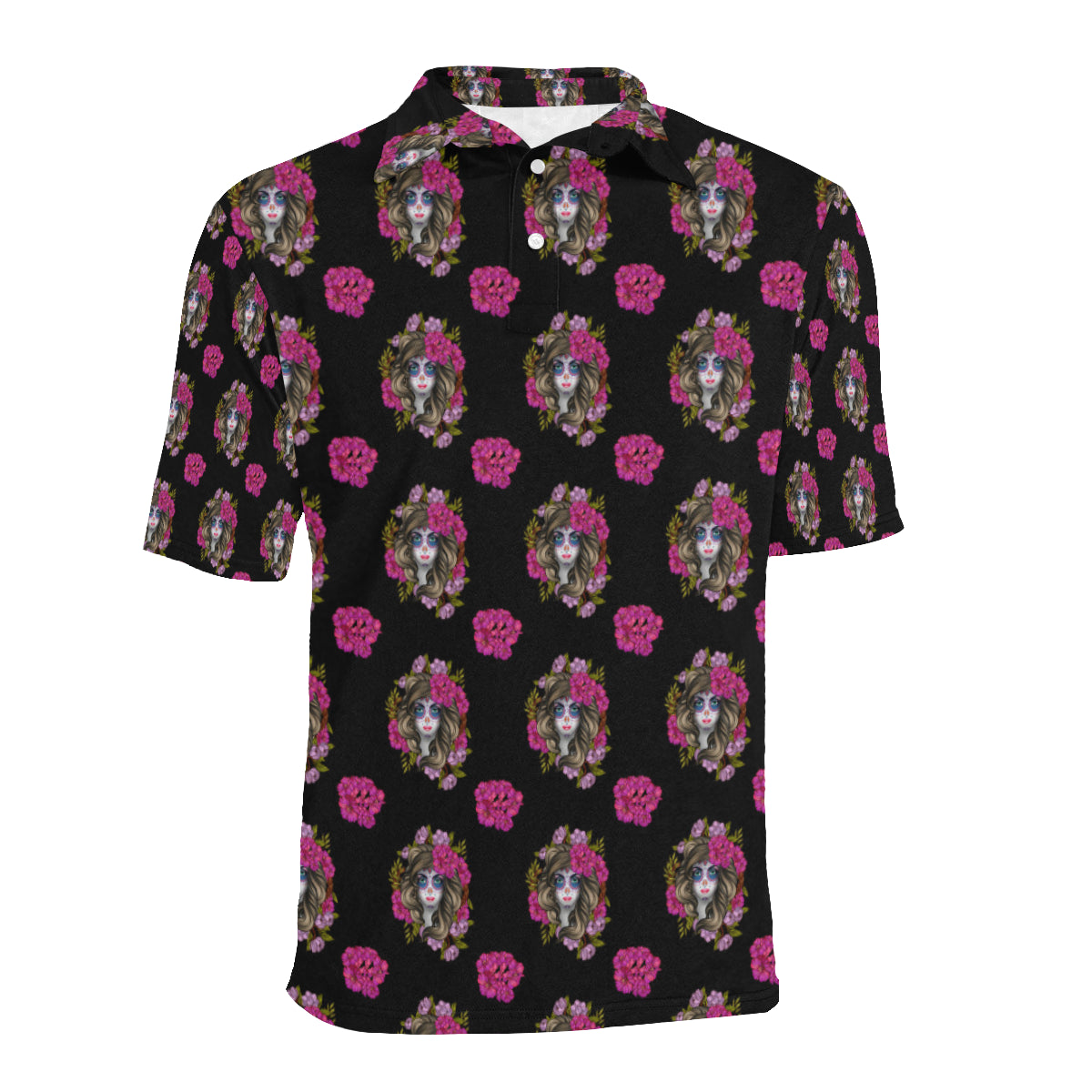 Day of the Dead Makeup Girl Men Polo Shirt