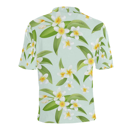Yellow Plumeria Pattern Print Design PM024 Men Polo Shirt