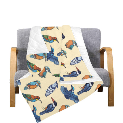 Kingfisher Bird Pattern Print Design 04 Premium Quilt