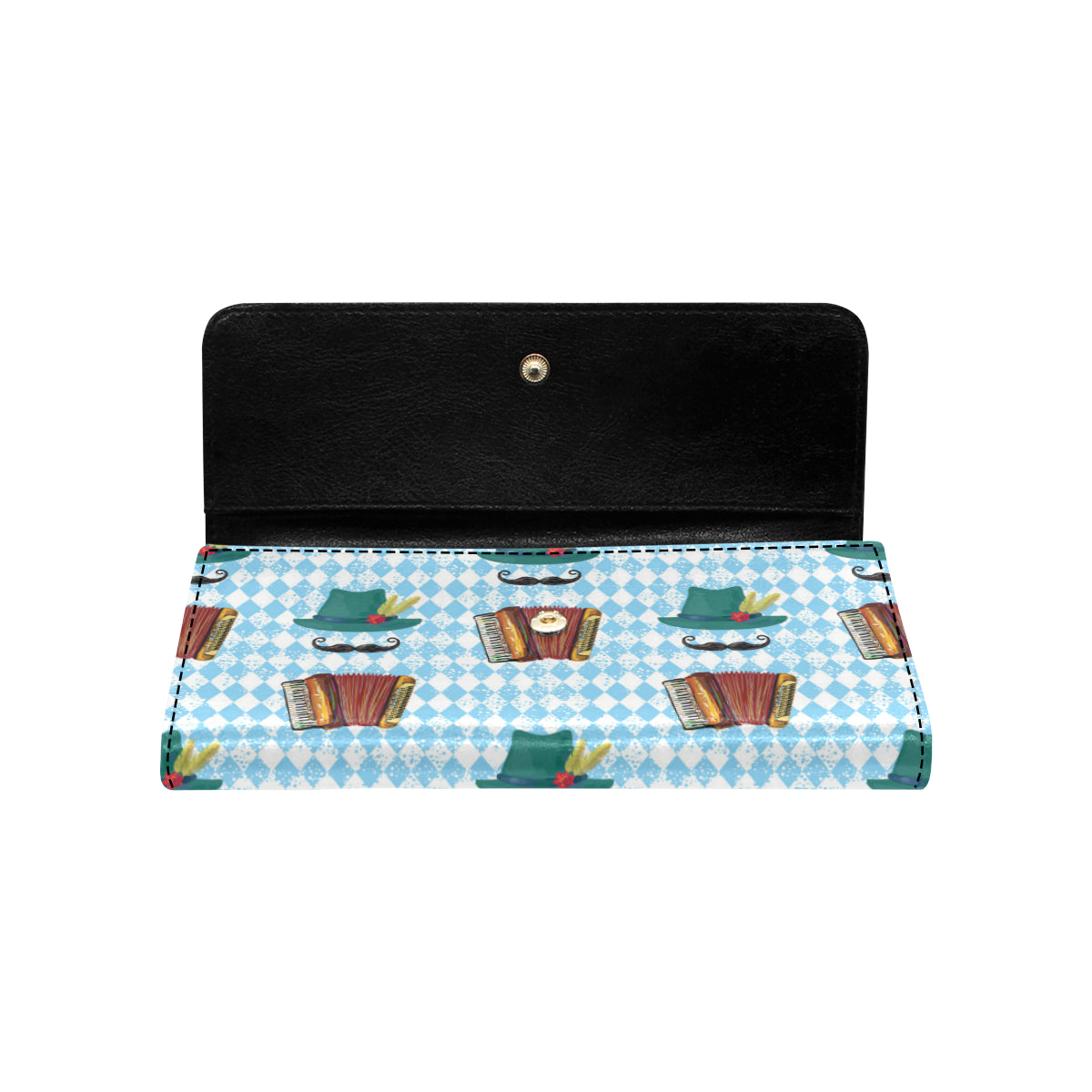 Accordion Mustache Pattern Print Design 01 Women's Trifold Wallet