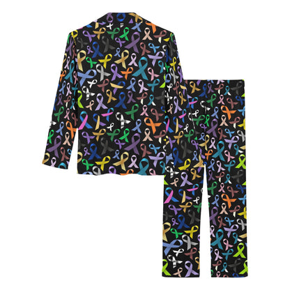 Breast Cancer Awareness Colorful Print Women's Long Pajama Set
