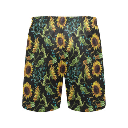 Sunflower Print Design LKS308 Men's Swim Trunks Beach Shorts