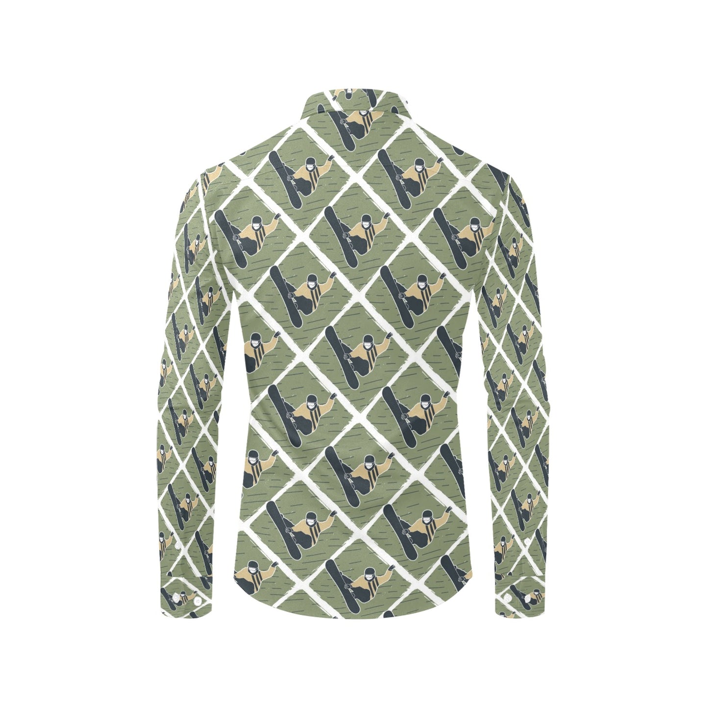 Snowboard Man Print Design LKS302 Men's Long Sleeve Dress Shirt