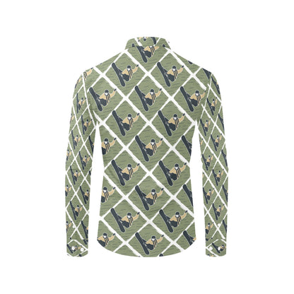 Snowboard Man Print Design LKS302 Men's Long Sleeve Dress Shirt