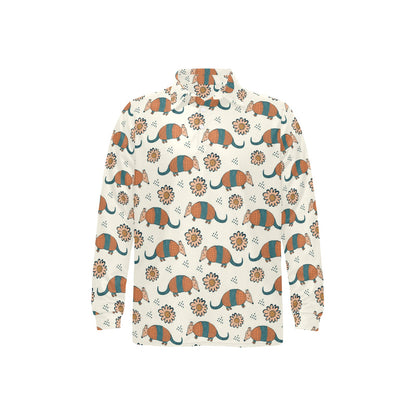 Armadillo Pattern Print Design 02 Long Sleeve Polo Shirt For Men's