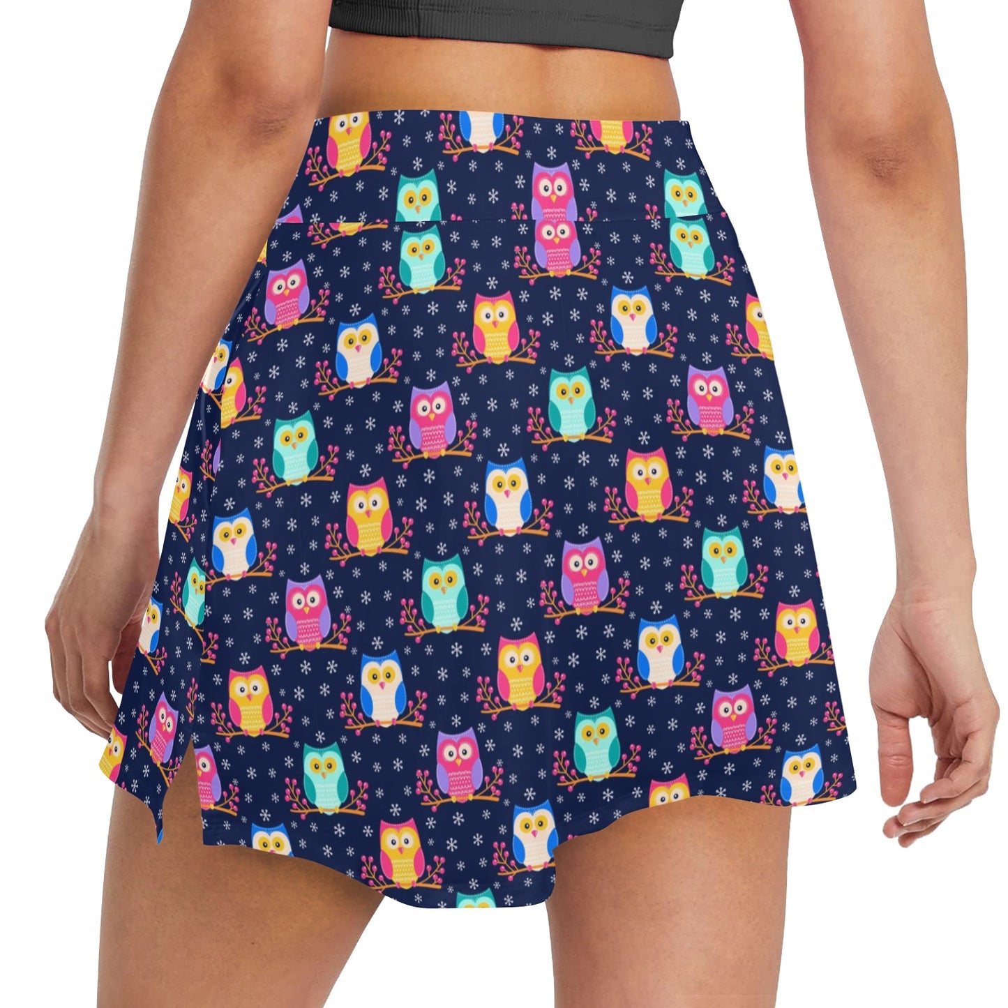 Owl Cute Themed Design Print 17" Golf & Pickleball Skort with Pockets