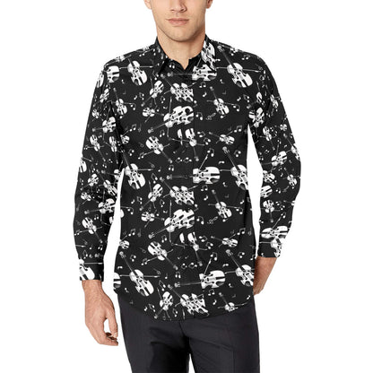 Violin Print Design LKS404 Men's Long Sleeve Dress Shirt