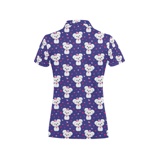 Maltese Pattern Print Design 02 Women's Polo Shirt
