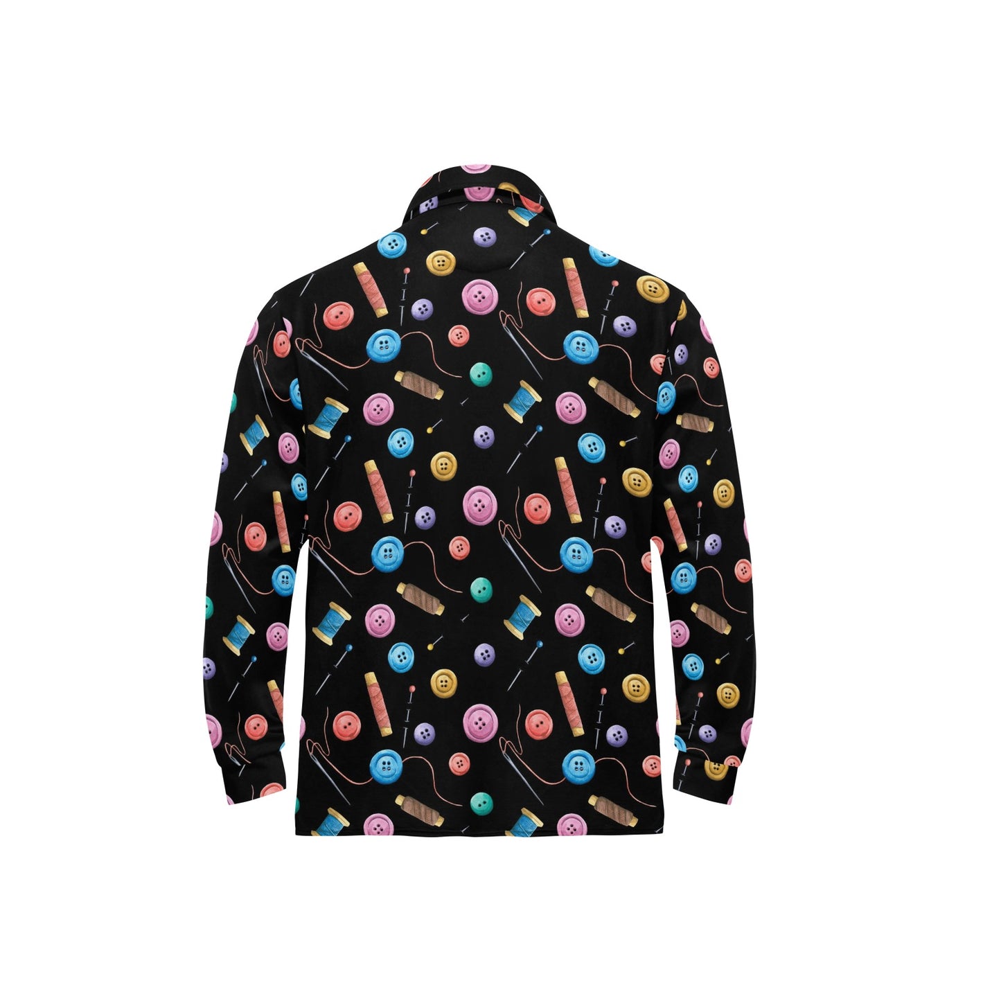 Sewing Print Design LKS309 Long Sleeve Polo Shirt For Men's