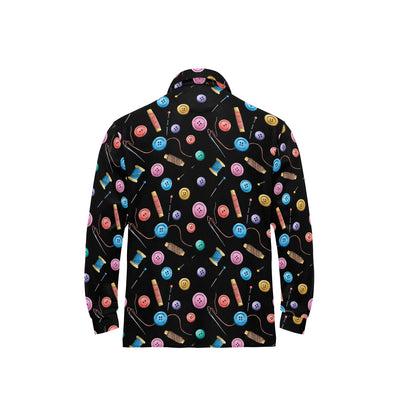 Sewing Print Design LKS309 Long Sleeve Polo Shirt For Men's