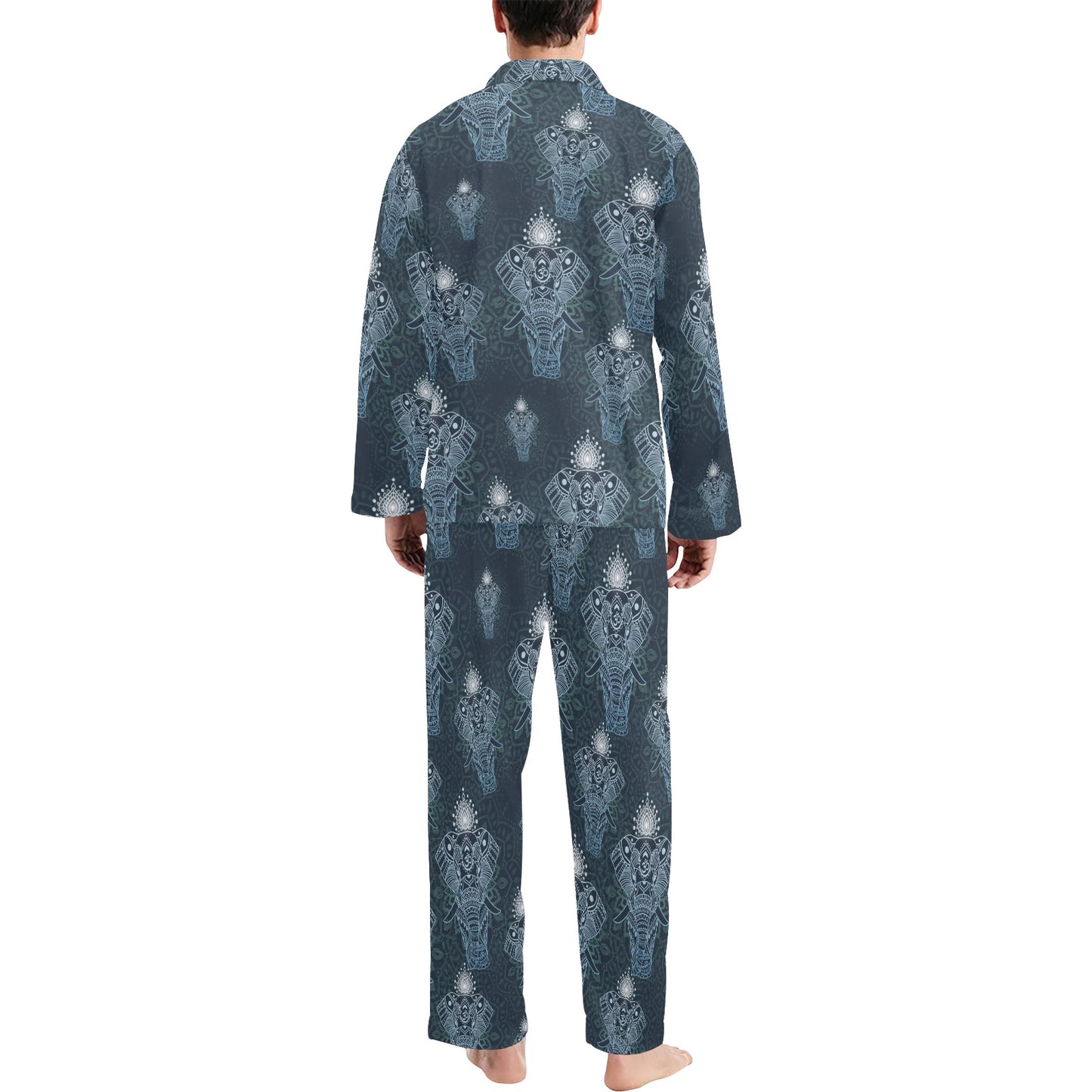 Elephant Mandala Men's Long Pajama Set