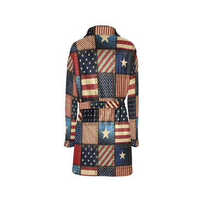 American flag Patchwork Design Women's Fleece Robe