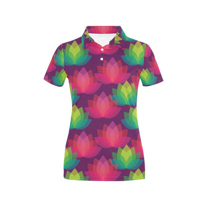 Lotus Pattern Print Design 02 Women's Polo Shirt