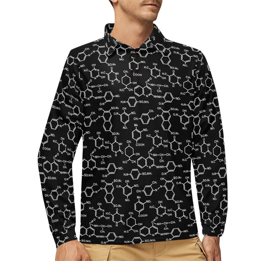 Chemical Pattern Print Design 02 Long Sleeve Polo Shirt For Men's