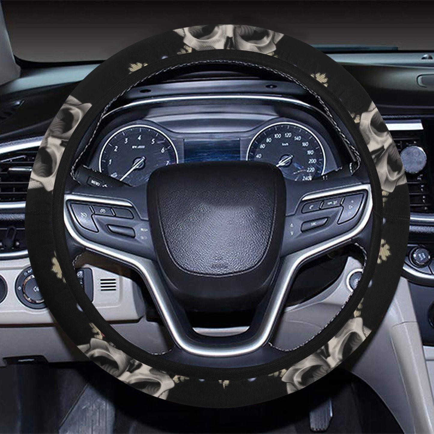 Skull King Print Design LKS3010 Steering Wheel Cover with Elastic Edge