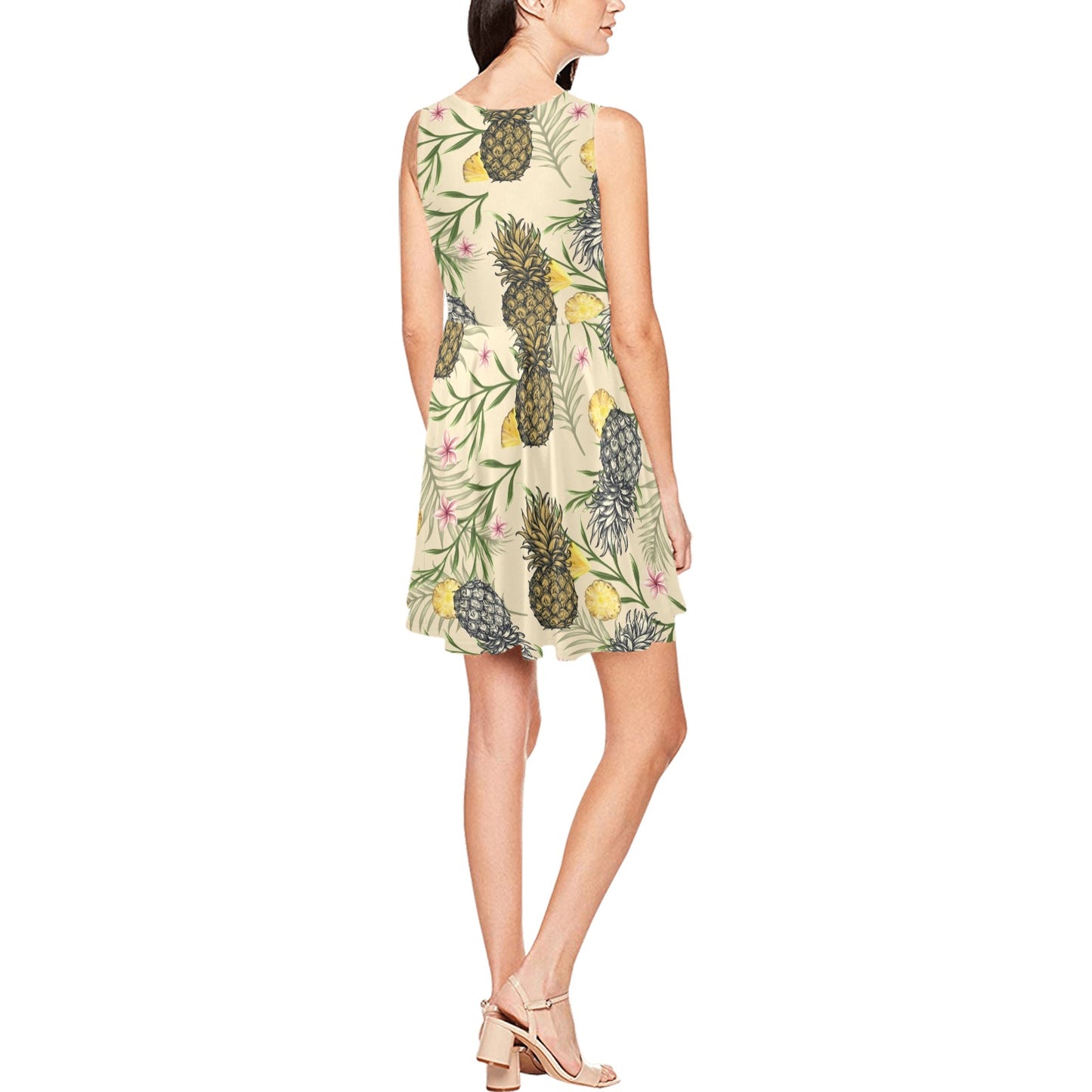Pineapple Pattern Print Design PP012 Sleeveless Dress