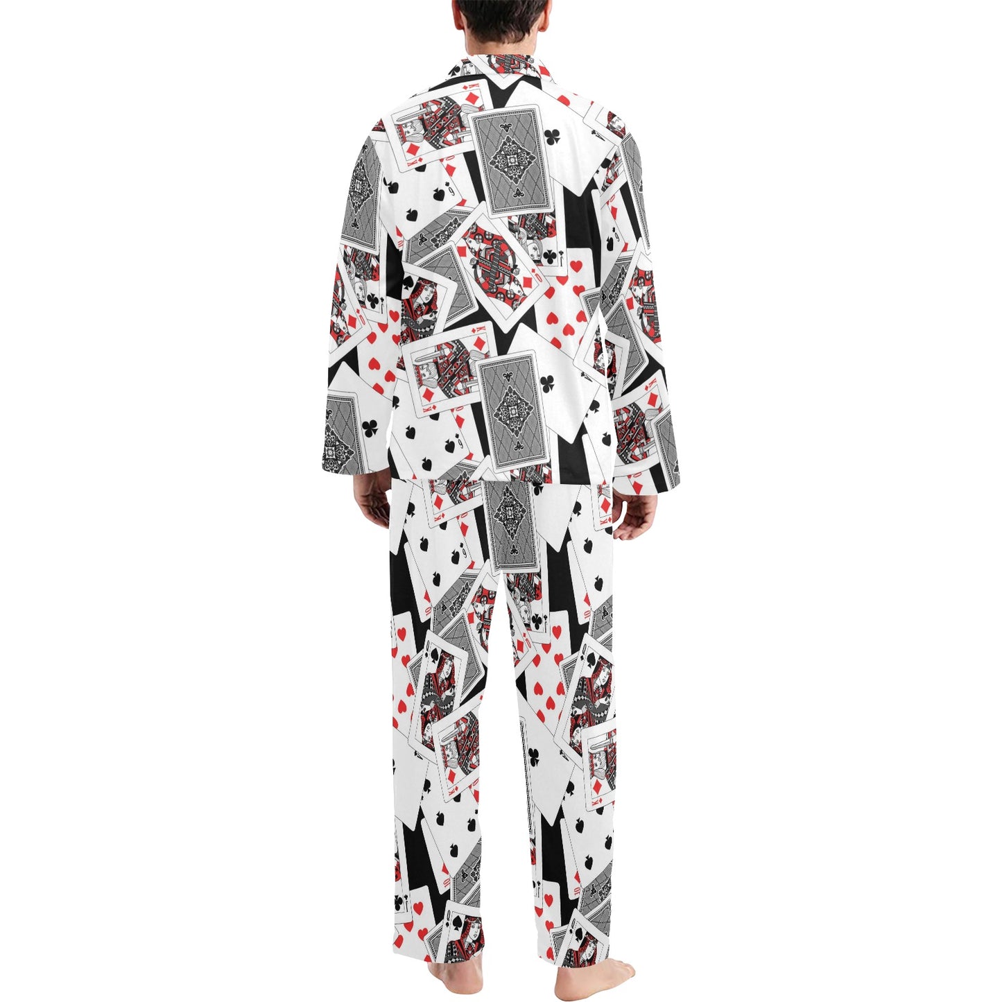 Poker Cards Pattern Print Design A04 Men's Long Pajama Set