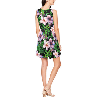 Plumeria Pattern Print Design PM01 Sleeveless Dress