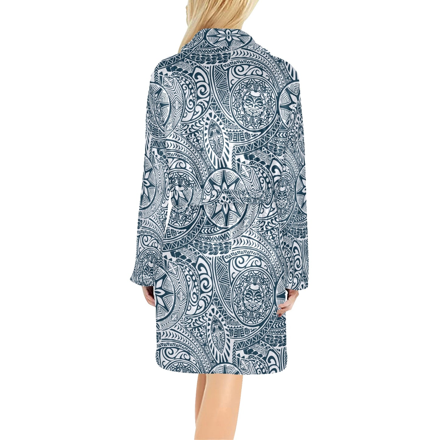 Polynesian Pattern Print Design A03 Women's Fleece Robe