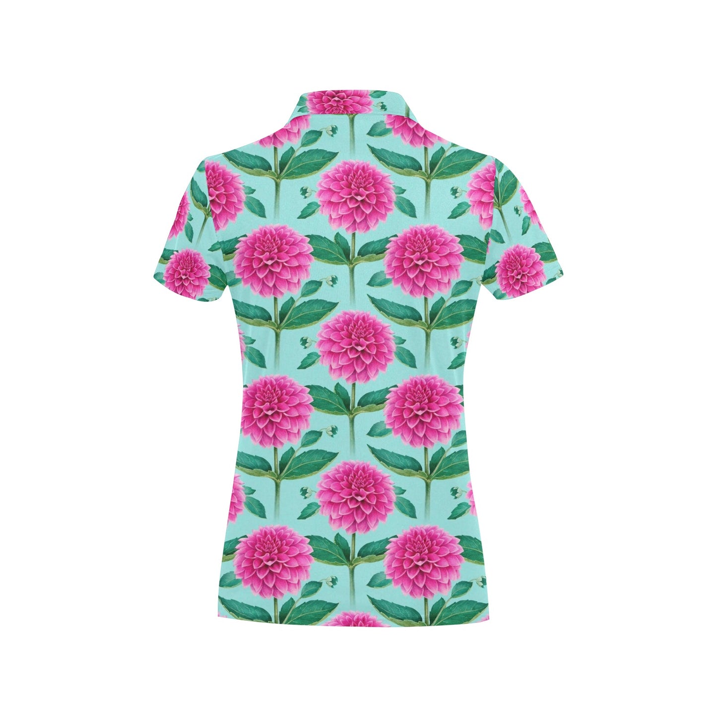 Dahlia Pattern Print Design DH08 Women's Polo Shirt