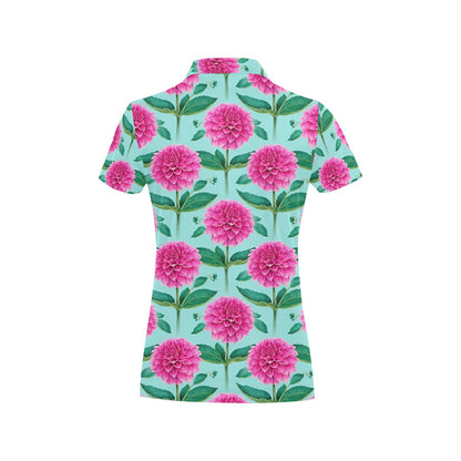 Dahlia Pattern Print Design DH08 Women's Polo Shirt