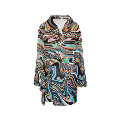 Liquid Pattern Print Design 02 Women's Fleece Robe