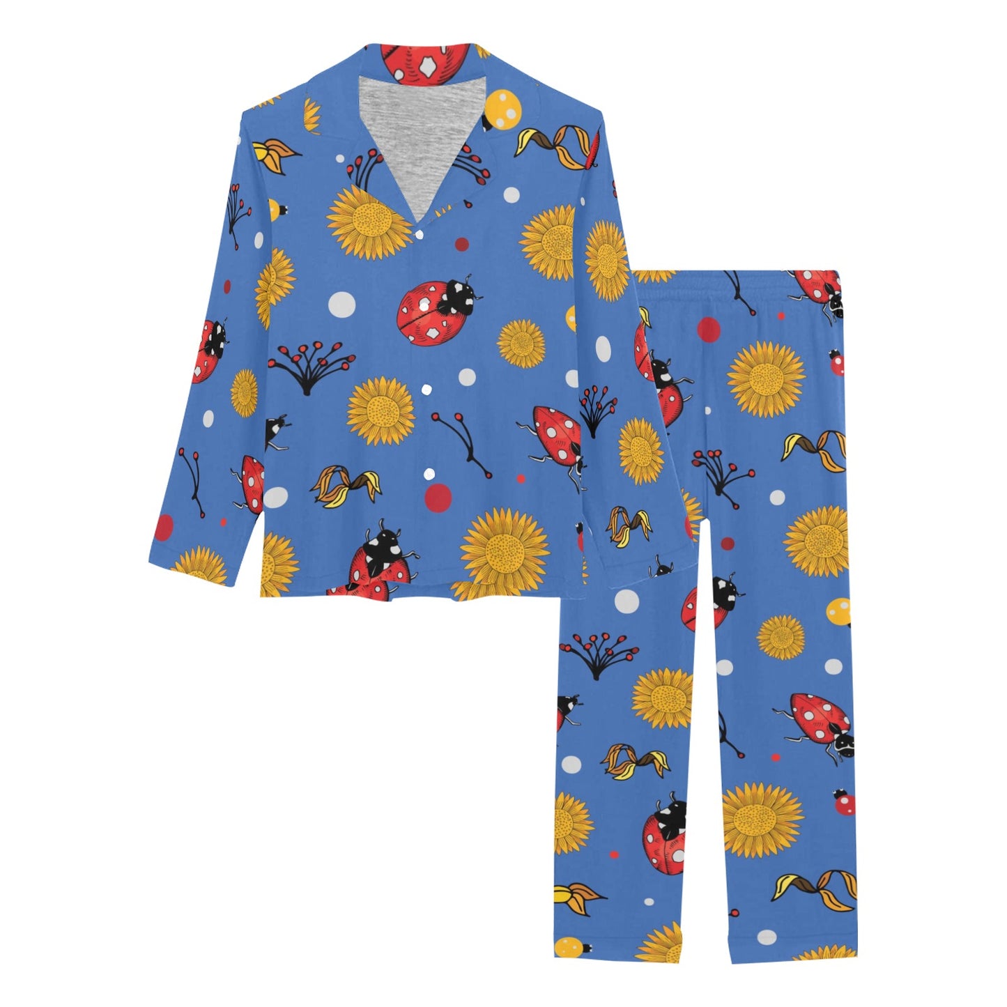 Ladybug Pattern Print Design 05 Women's Long Pajama Set