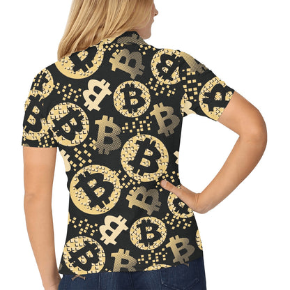 Bitcoin Pattern Print Design DO06 Women's Polo Shirt