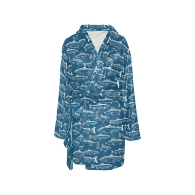 Salmon Fish Print Design LKS301 Women's Fleece Robe