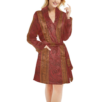 Maori Pattern Print Design 05 Women's Fleece Robe