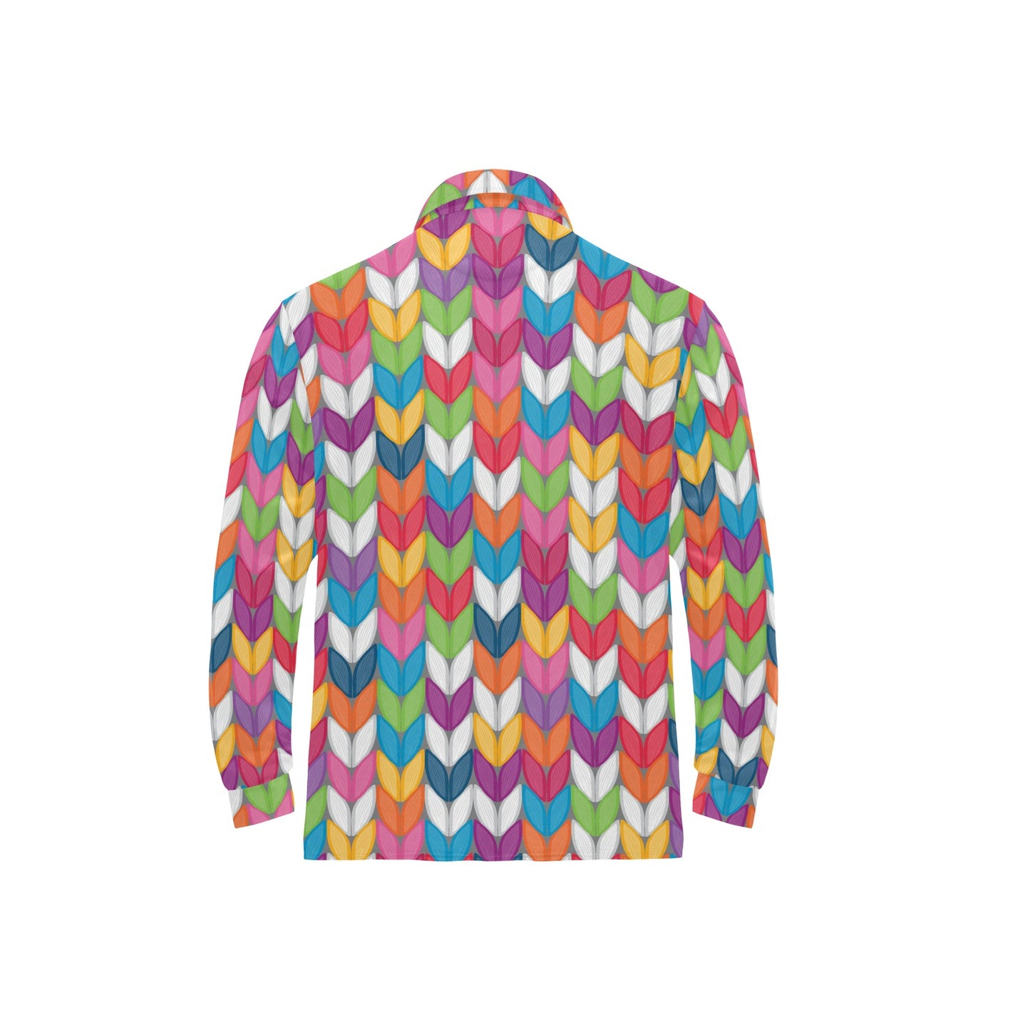Knit Pattern Print Design 01 Long Sleeve Polo Shirt For Men's
