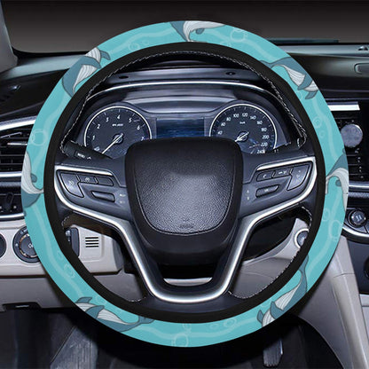 Whale Print Design LKS303 Steering Wheel Cover with Elastic Edge