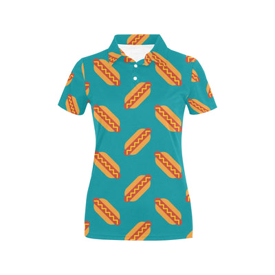 Hot Dog Pattern Print Design 03 Women's Polo Shirt