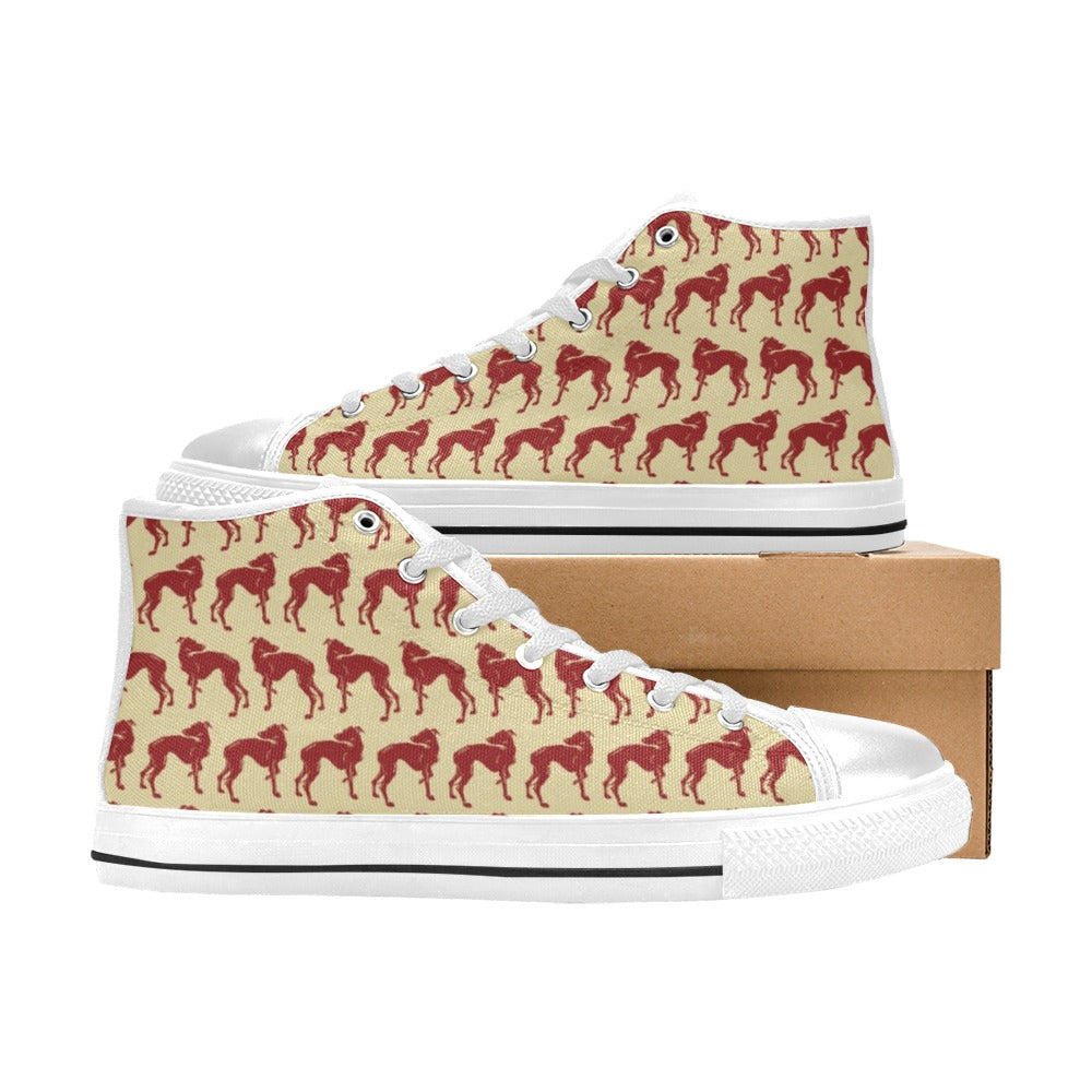 Whippets Print Design LKS301 Men's High Top Canvas Shoes