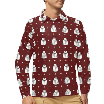 Shih Tzu Print Design LKS301 Long Sleeve Polo Shirt For Men's
