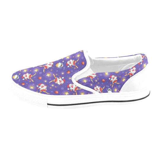 Ski Print Design LKS308 White Slip Ons Canvas Women's Shoes