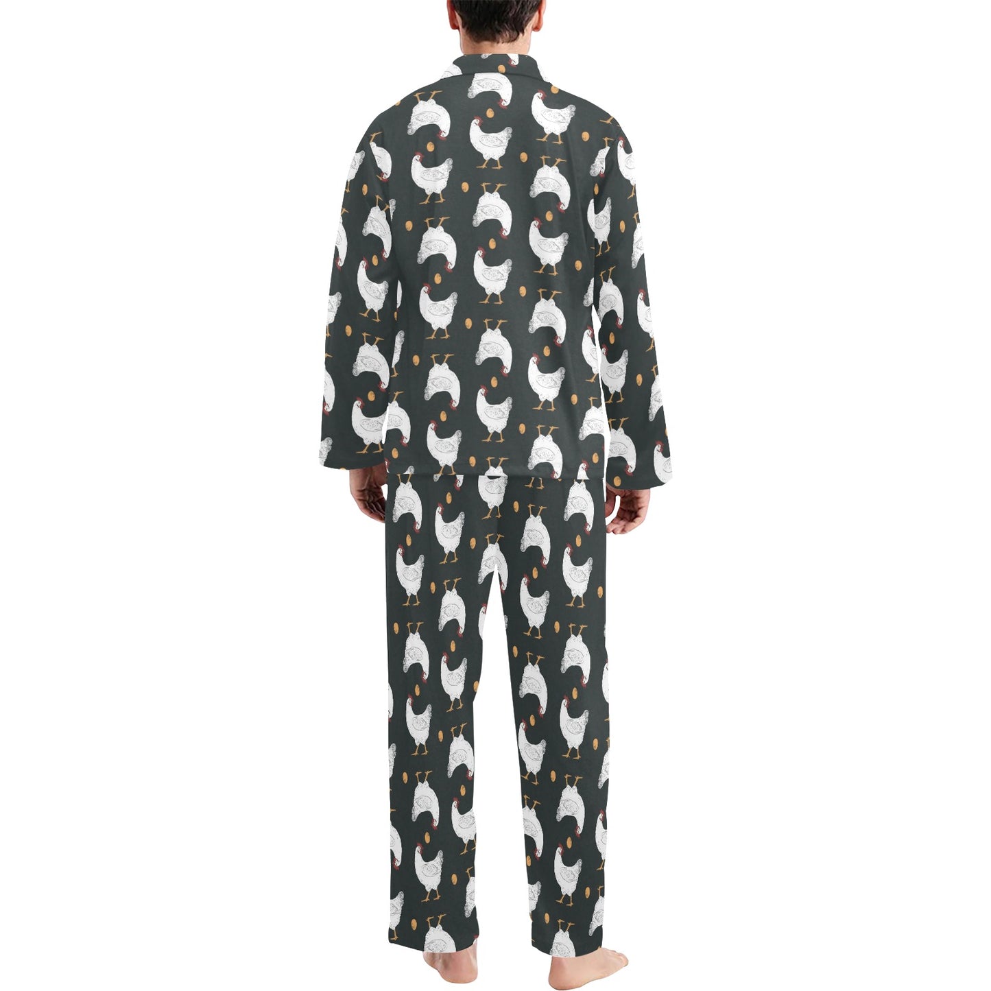 Chicken Pattern Print Design 06 Men's Long Pajama Set