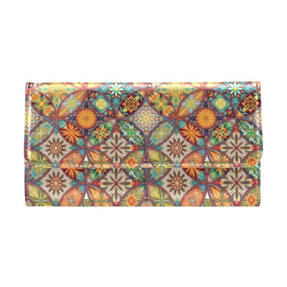 Mandala Flower Themed Design Print Women's Trifold Wallet
