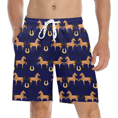 Horse Luxury Themed Pattern Print Men's Swim Trunks Beach Shorts