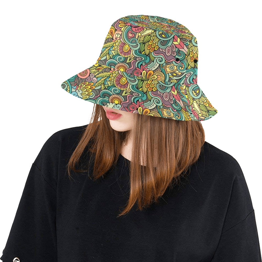 Hippie Print Design LKS302 Unisex Bucket Hat