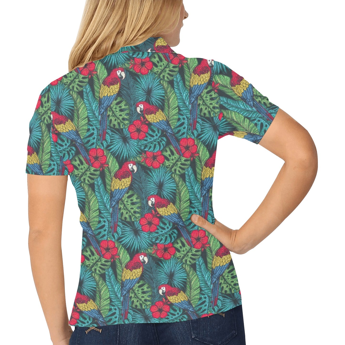 Parrot Pattern Print Design A05 Women's Polo Shirt