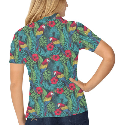Parrot Pattern Print Design A05 Women's Polo Shirt