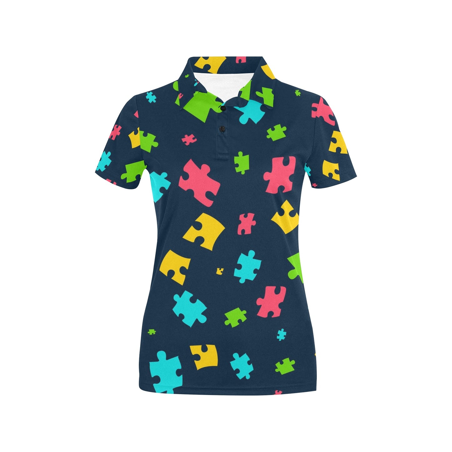 Autism Awareness Colorful Design Print Women's Polo Shirt