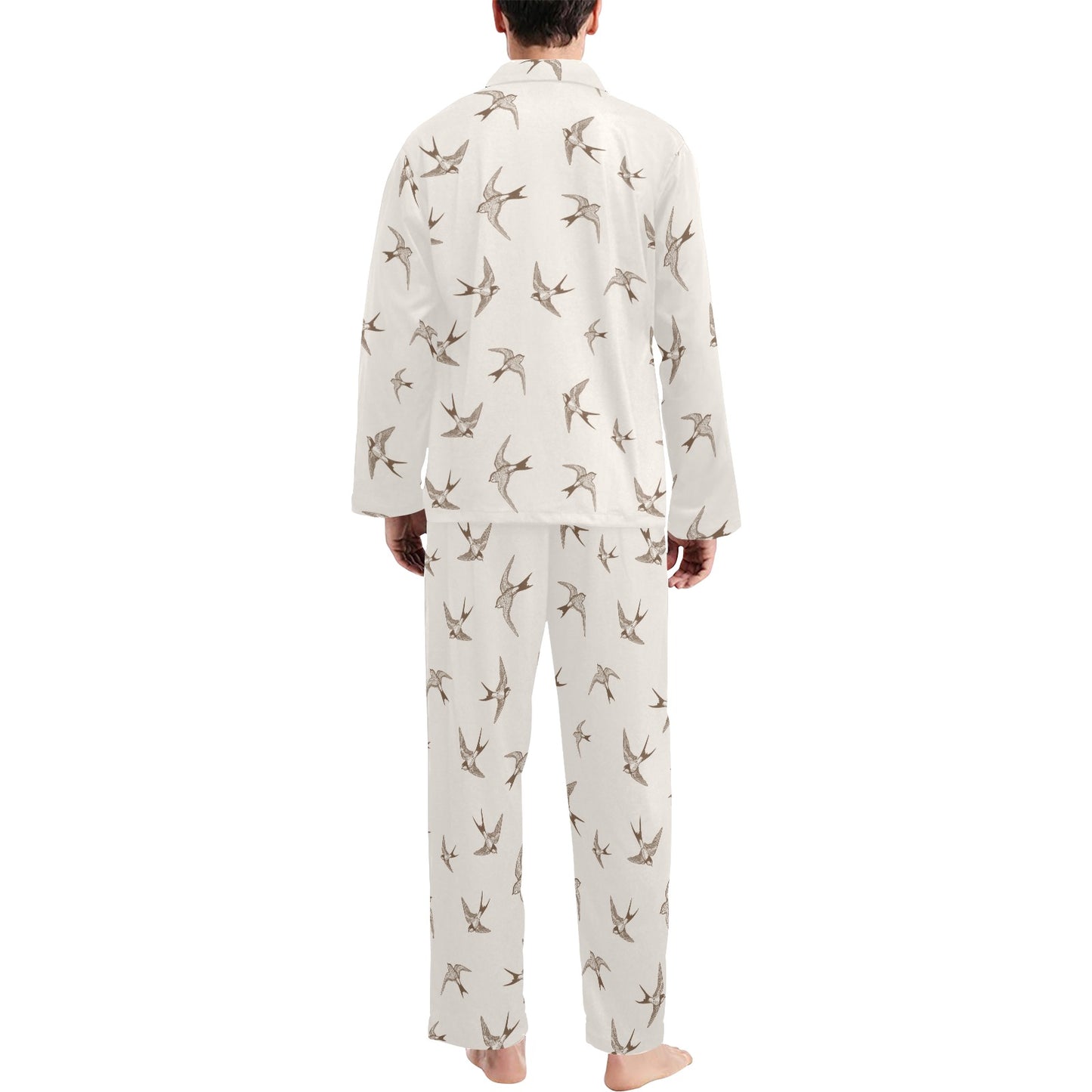 Swallow Bird Pattern Print Design 01 Men's Long Pajama Set