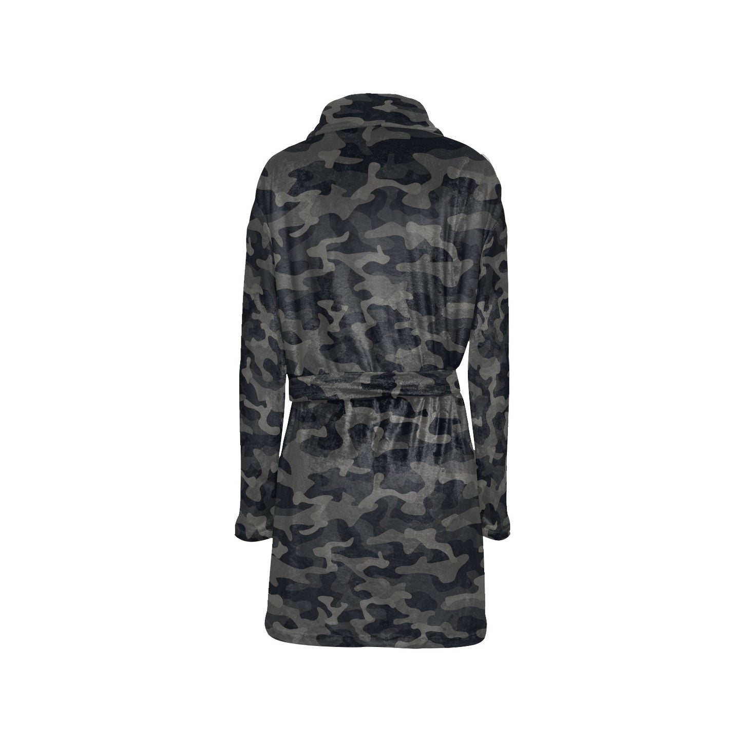 Camo Black Pattern Print Design 02 Women's Fleece Robe